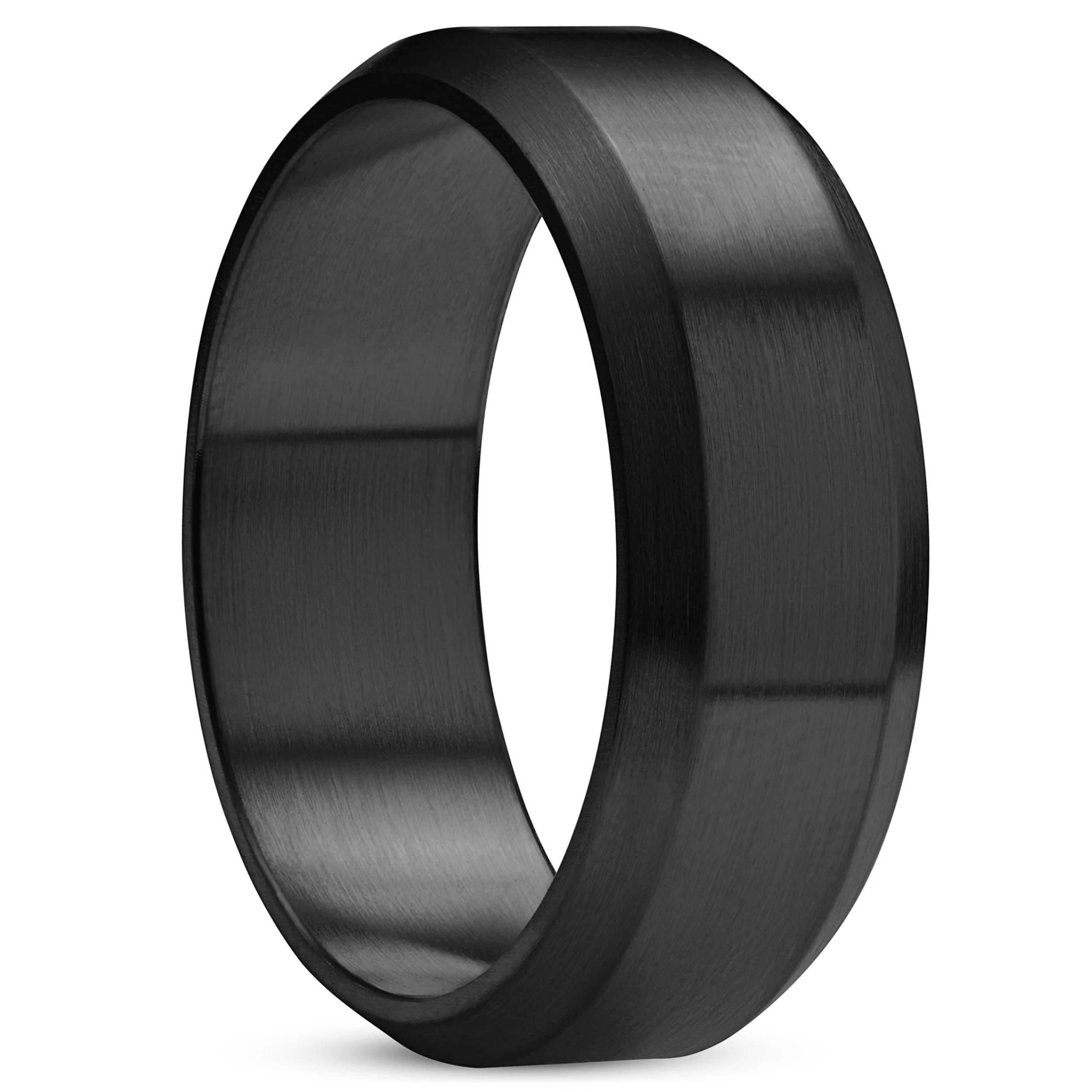 Ferrum | 1/3" (8 Mm) Brushed Black Stainless Steel Beveled Edge Ring