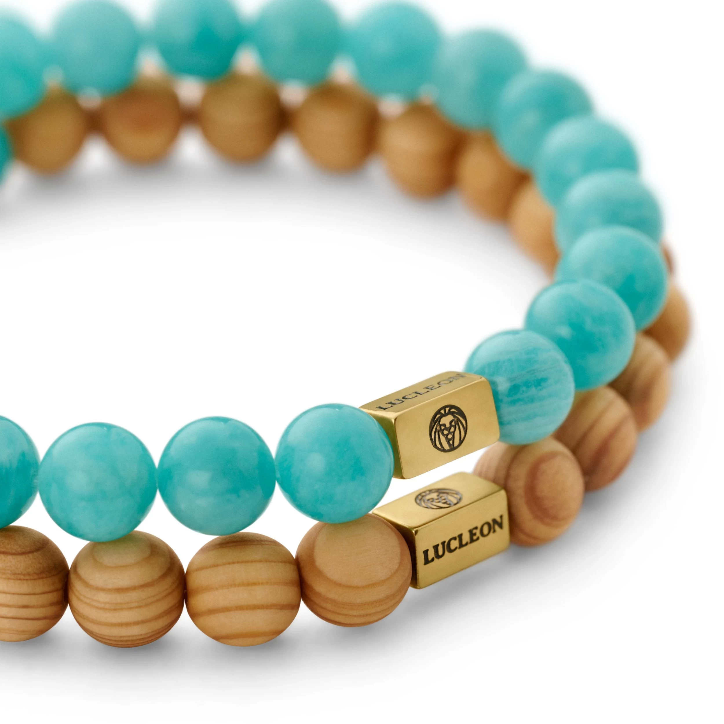 Blue Amazonite & Wood Bracelet Set - Image 2