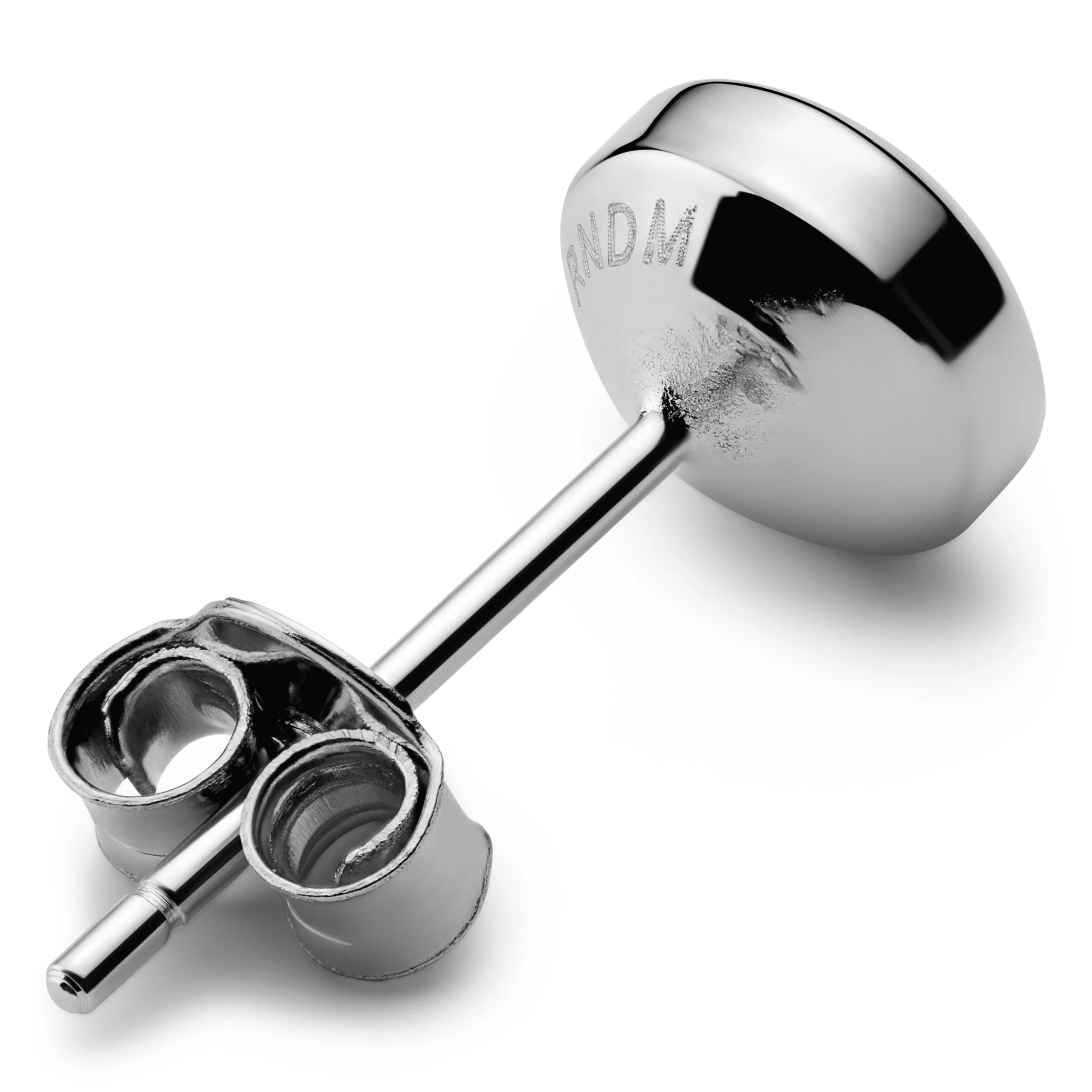 6 Mm Rhodium-Plated Sterling Silver Stud Earring - Image 2