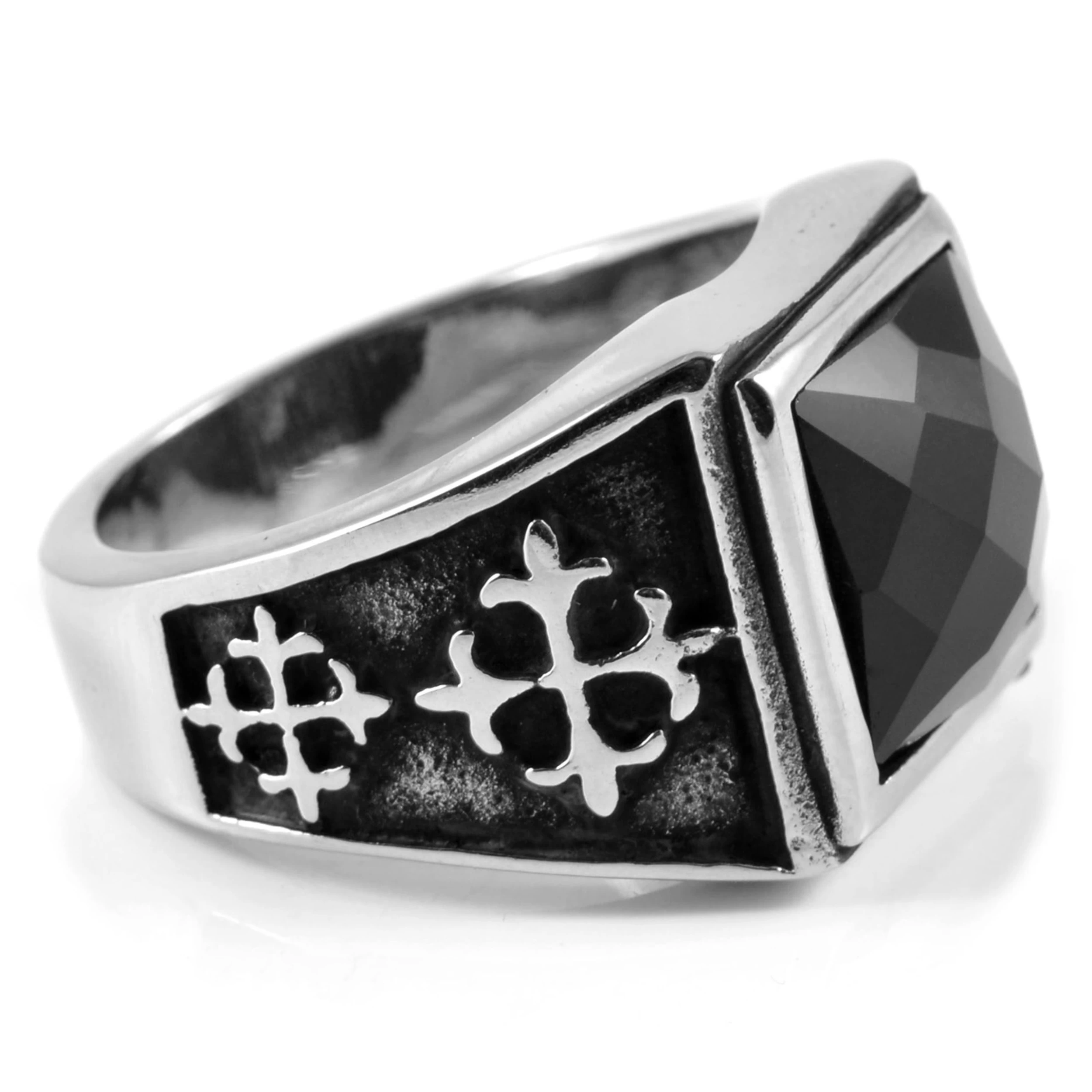 Sentio | Stainless Steel Black Zirconia Signet Ring - Image 3