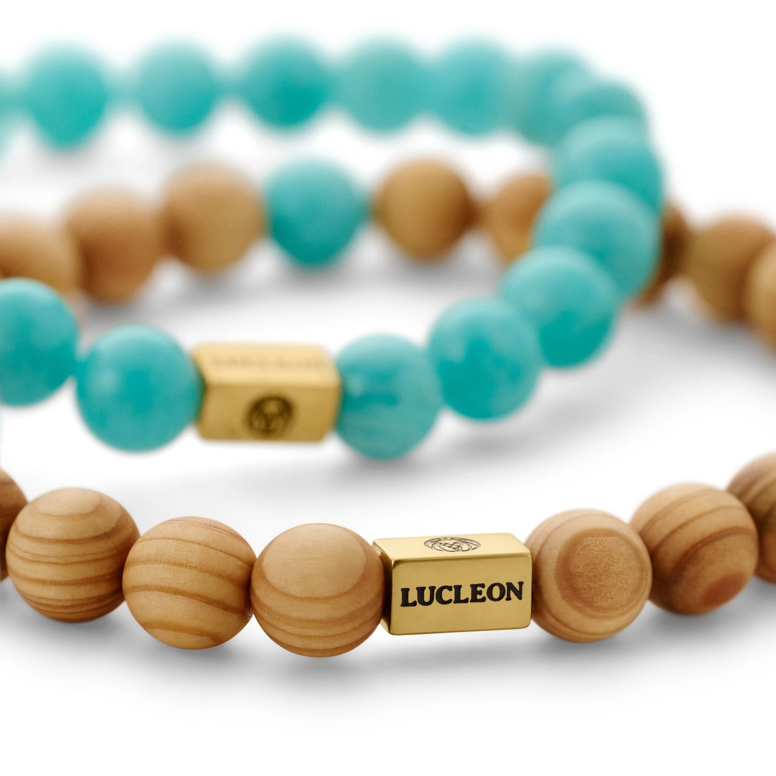 Blue Amazonite & Wood Bracelet Set - Image 3