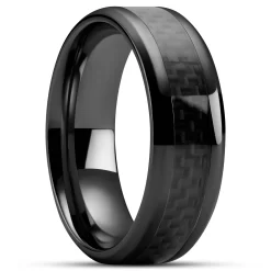 Hyperan | 1/3" (8 Mm) Black Titanium Ring With Carbon Fibre Inlay