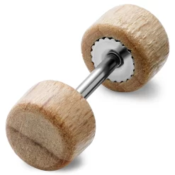 Satago | 1/4" (6 Mm) Light Oak & Stainless Steel Faux Plug Stud Earring
