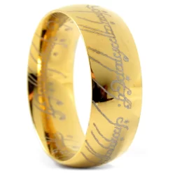Sentio | Gold-Tone Stainless Steel & Black Elven Script Ring