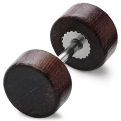 Satago | 1/3" (8 Mm) Red Oak & Stainless Steel Faux Plug Stud Earring