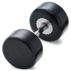 Satago | 1/3" (8 Mm) Dark Oak & Stainless Steel Faux Plug Stud Earring