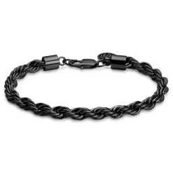 Essentials | 1/4" (6 Mm) Gunmetal Black Rope Chain Bracelet