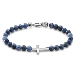 Unity | 6 Mm Lapis Lazuli Cross Bracelet