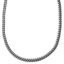 12 Mm Silver-Tone Stainless Steel Cuban Chain Necklace