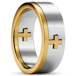 Unity | 1/3" (8 Mm) Silver- And Gold-tone Cross Ring