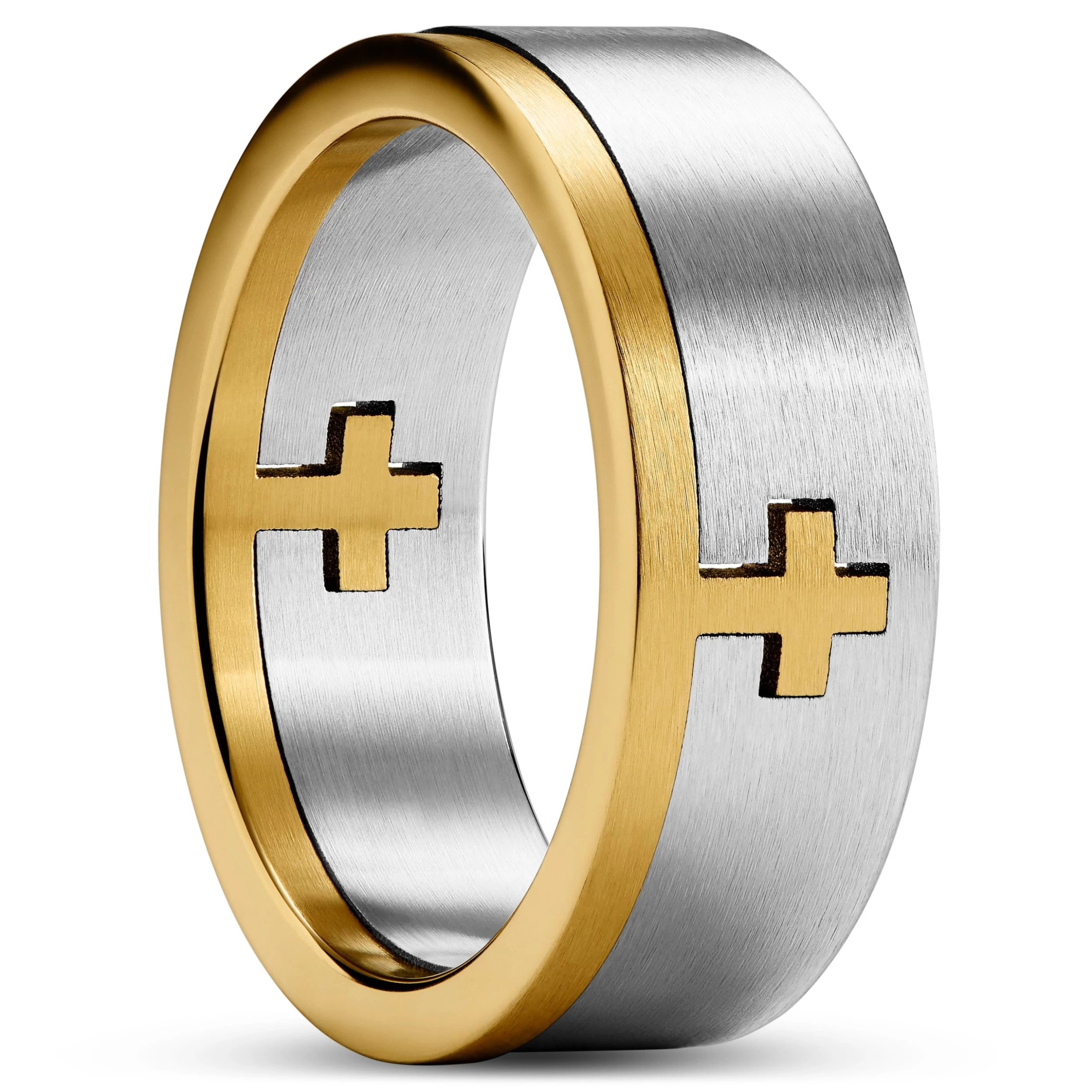 Unity | 1/3" (8 Mm) Silver- And Gold-tone Cross Ring