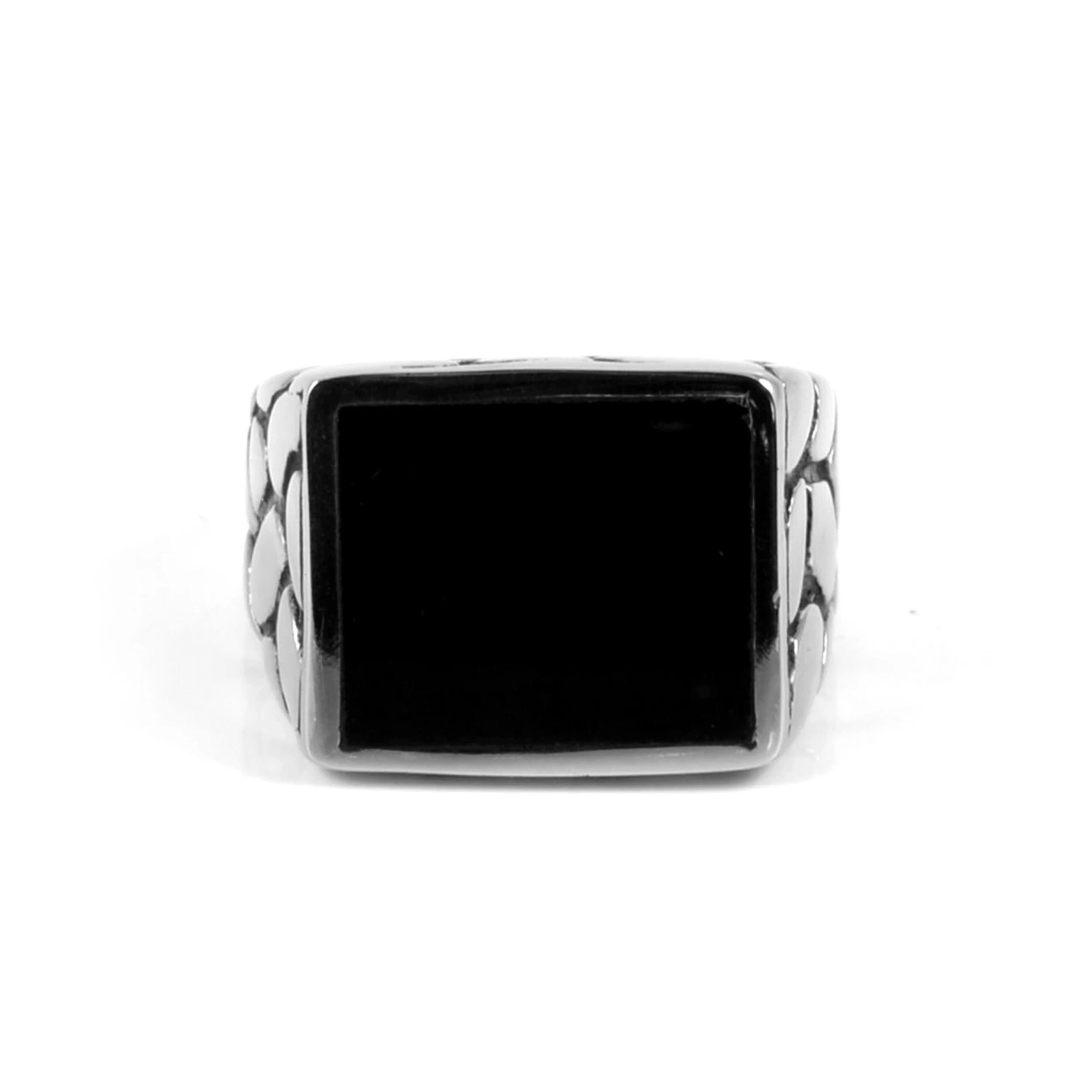 Silver-Tone Stainless Steel & Black Zirconia Ring - Image 2