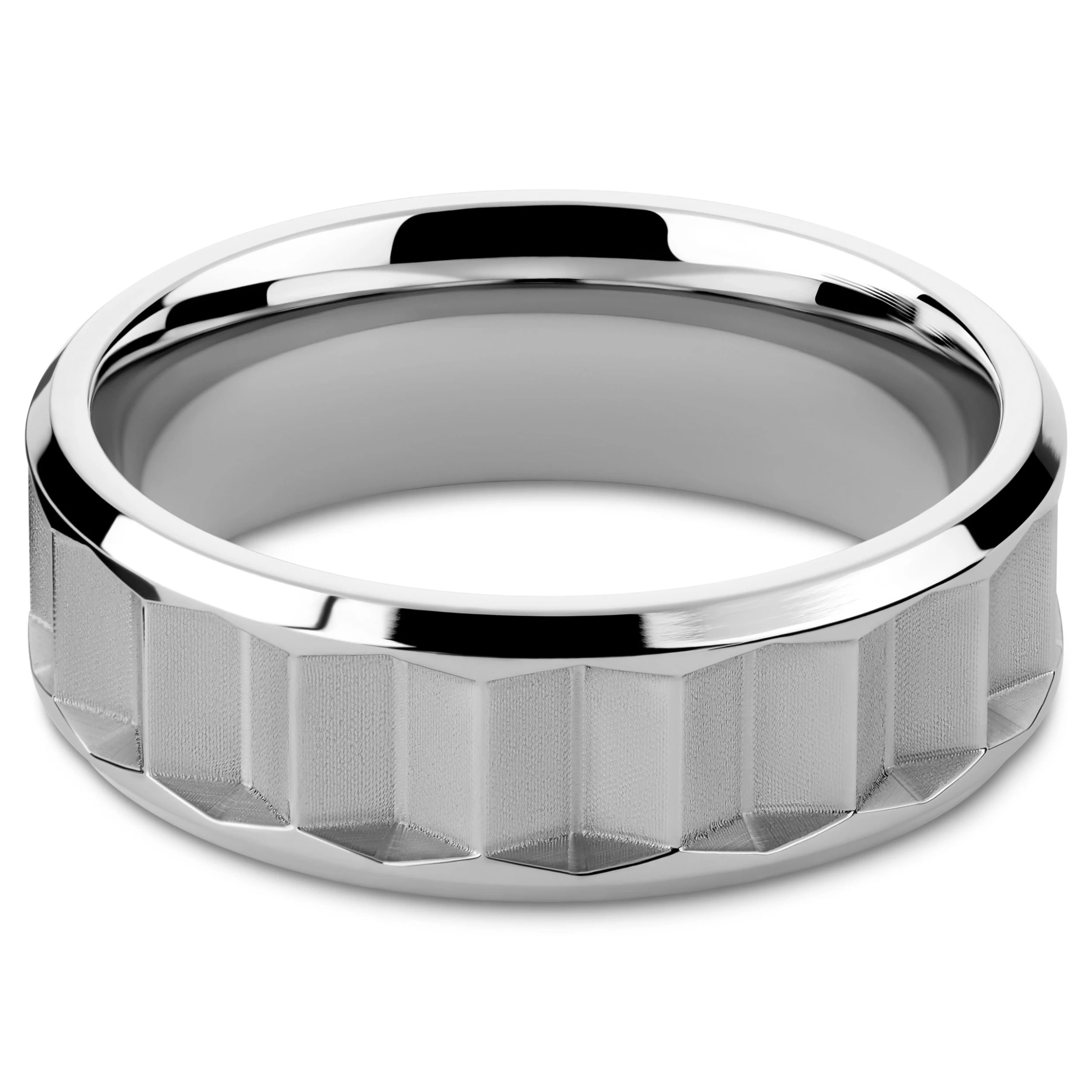 Hyperan | 1/3" (8 Mm) Silver-tone Titanium Prism Ring - Image 2