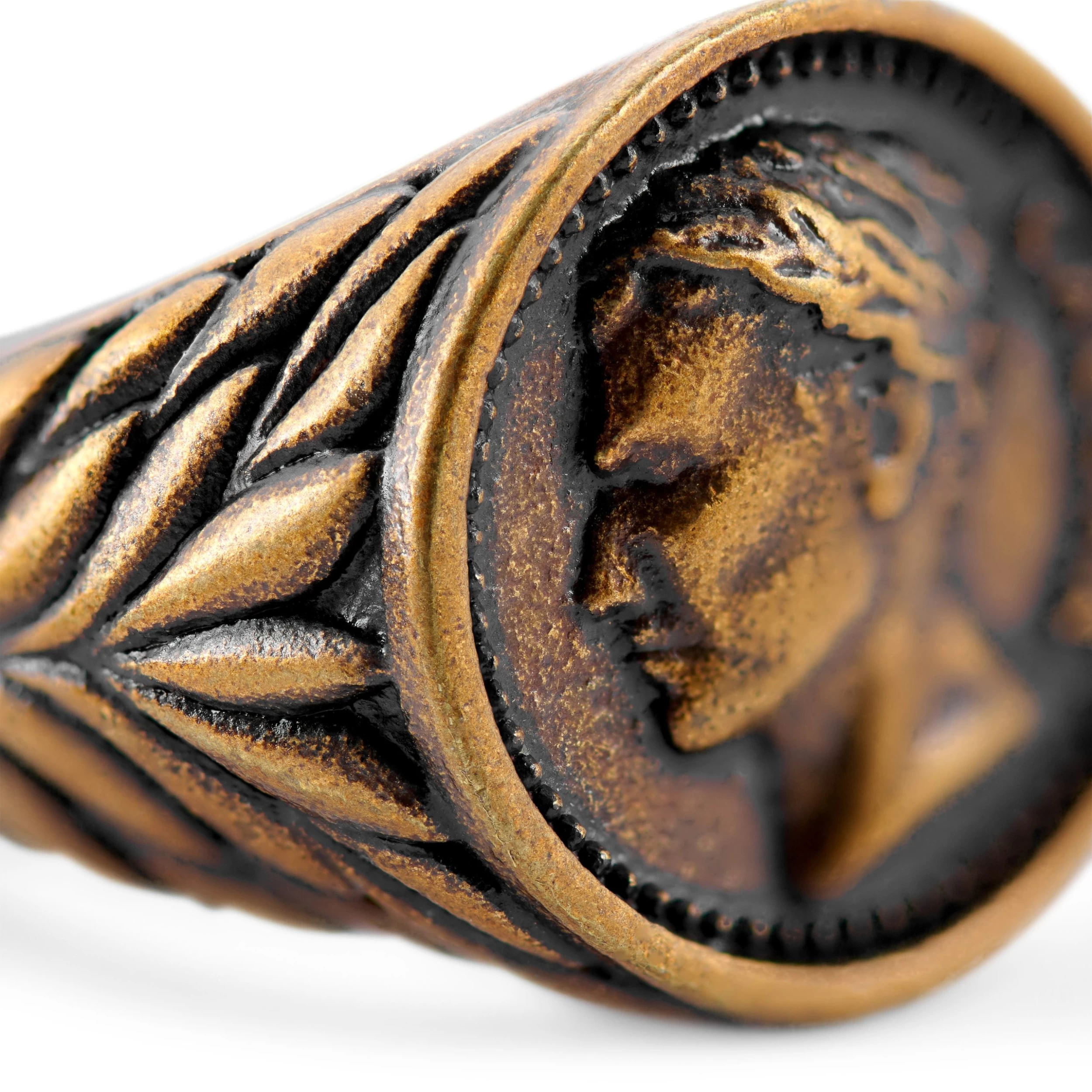 Obelius | Vintage Gold-tone Caesar Coin Signet Ring - Image 4