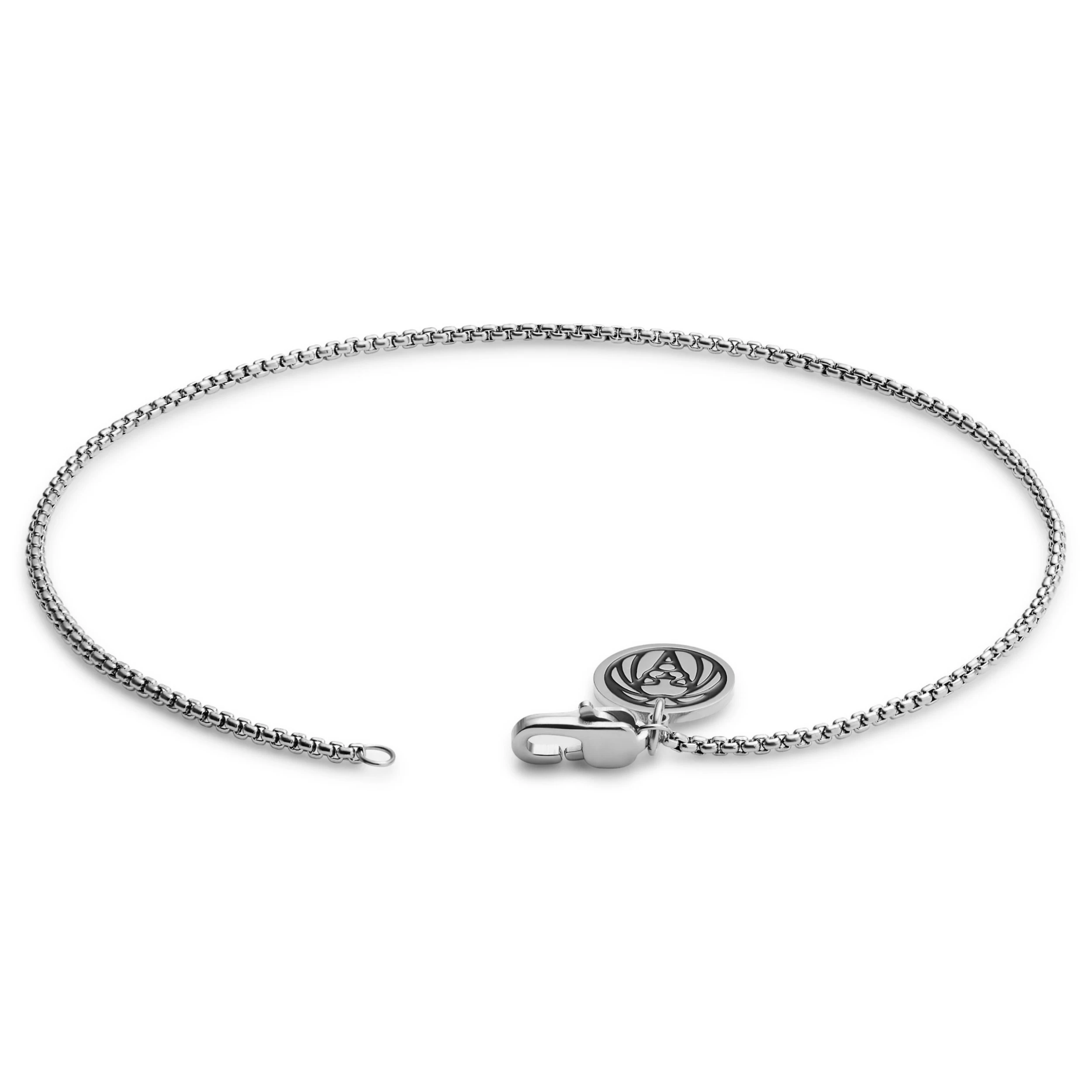 Essentials | 1/32" (1 Mm) Silver-Tone Curved Box Chain Bracelet - Image 3