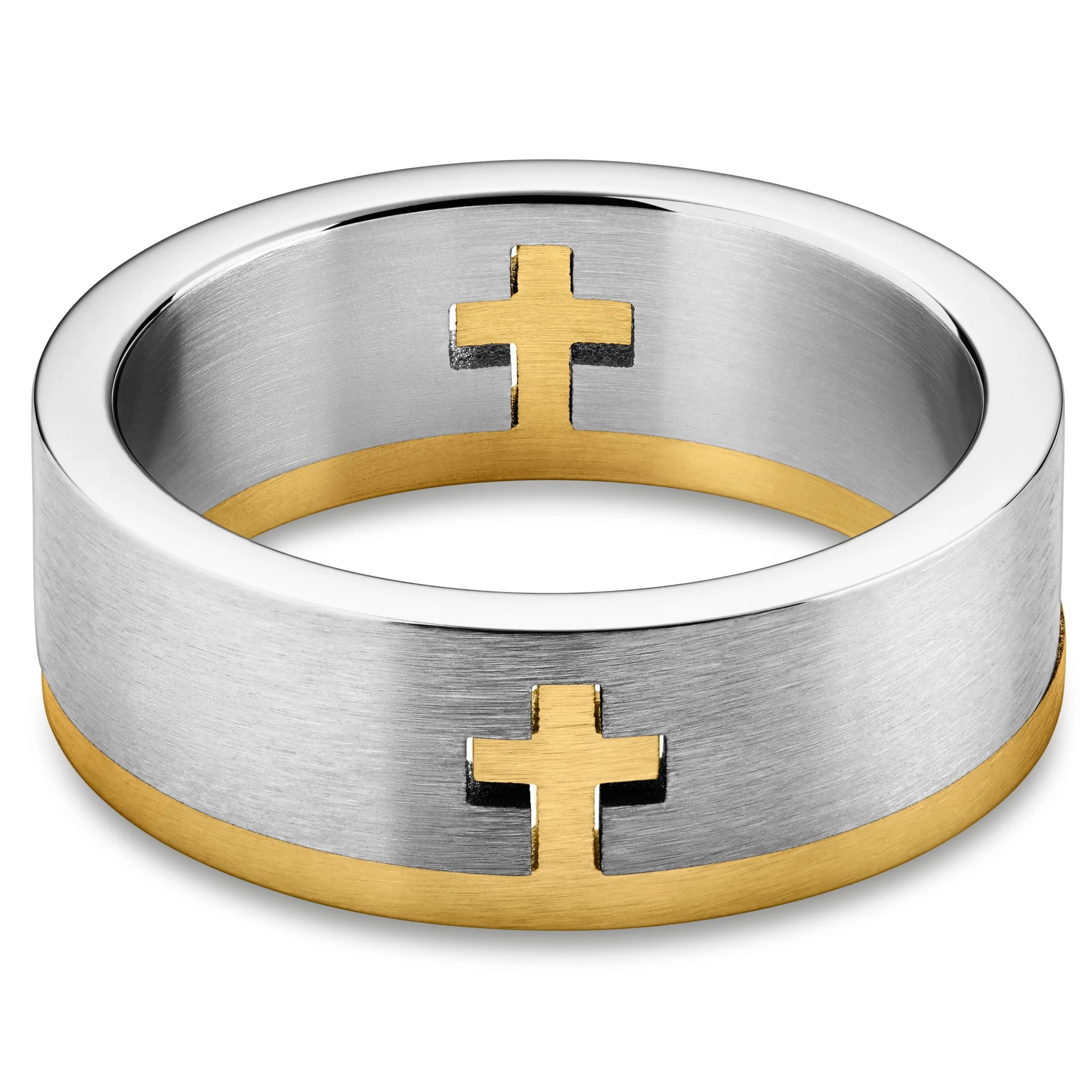 Unity | 1/3" (8 Mm) Silver- And Gold-tone Cross Ring - Image 4