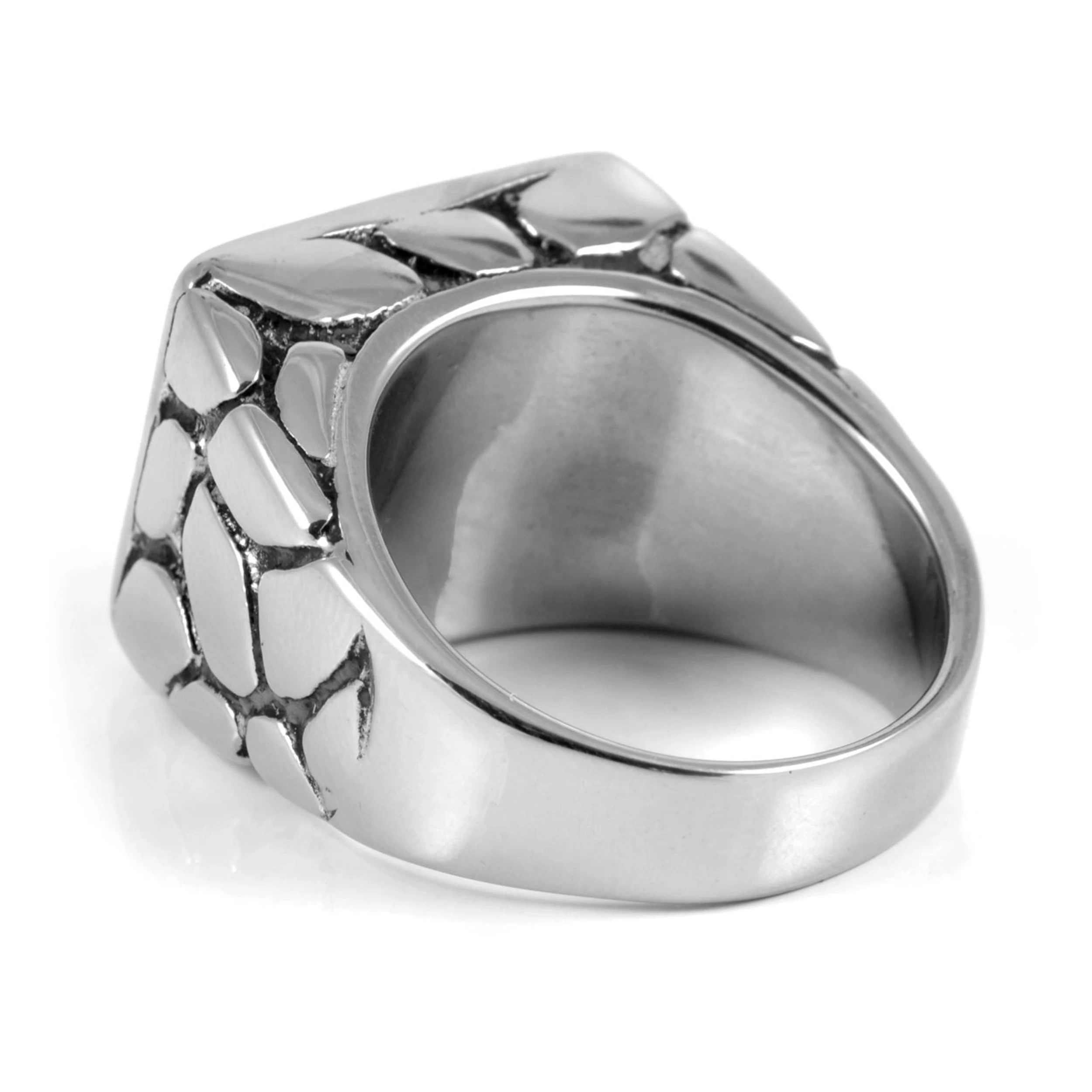 Silver-Tone Stainless Steel & Black Zirconia Ring - Image 3