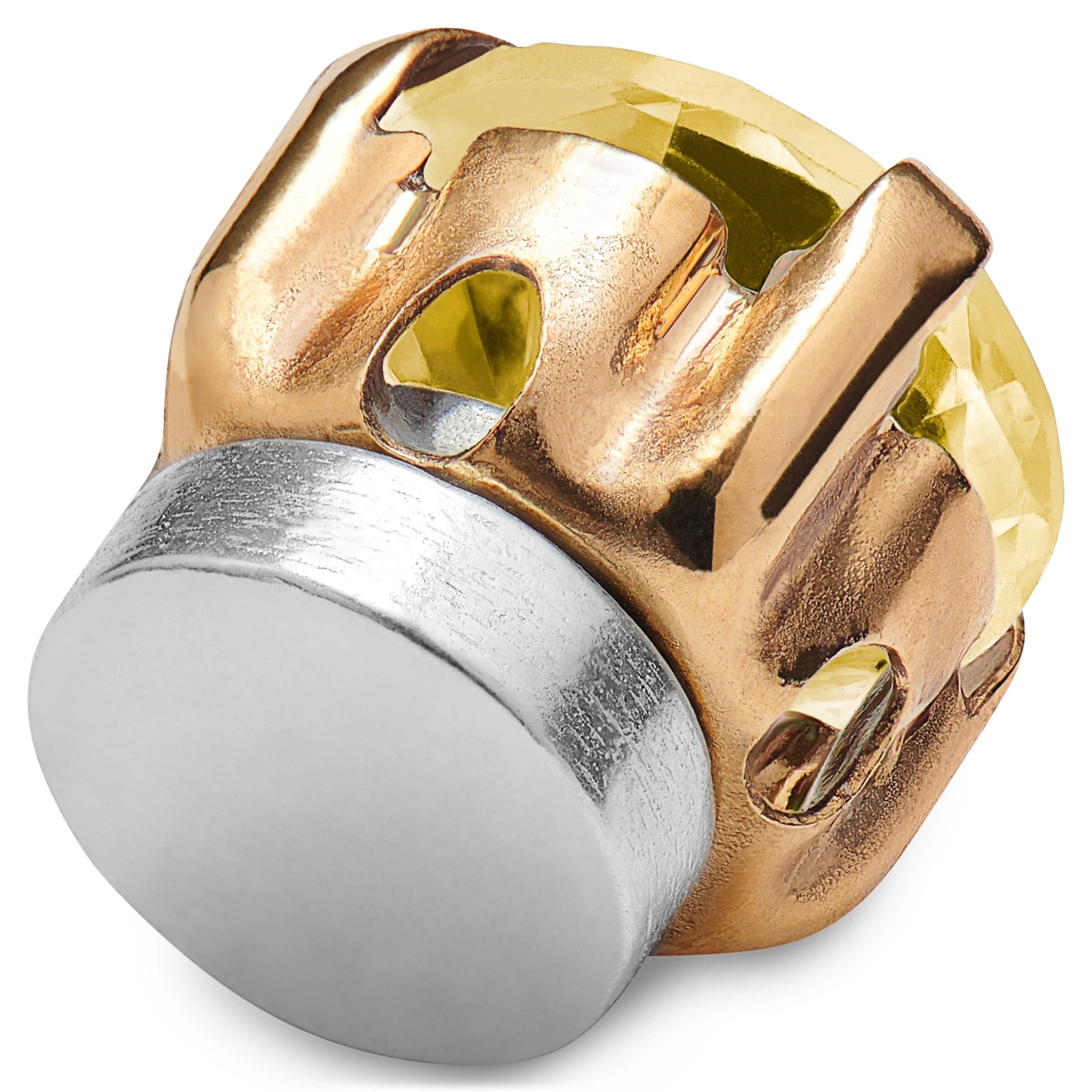 1/4" (6 Mm) Rose Gold-tone Yellow Crystal Magnetic Earring - Image 2