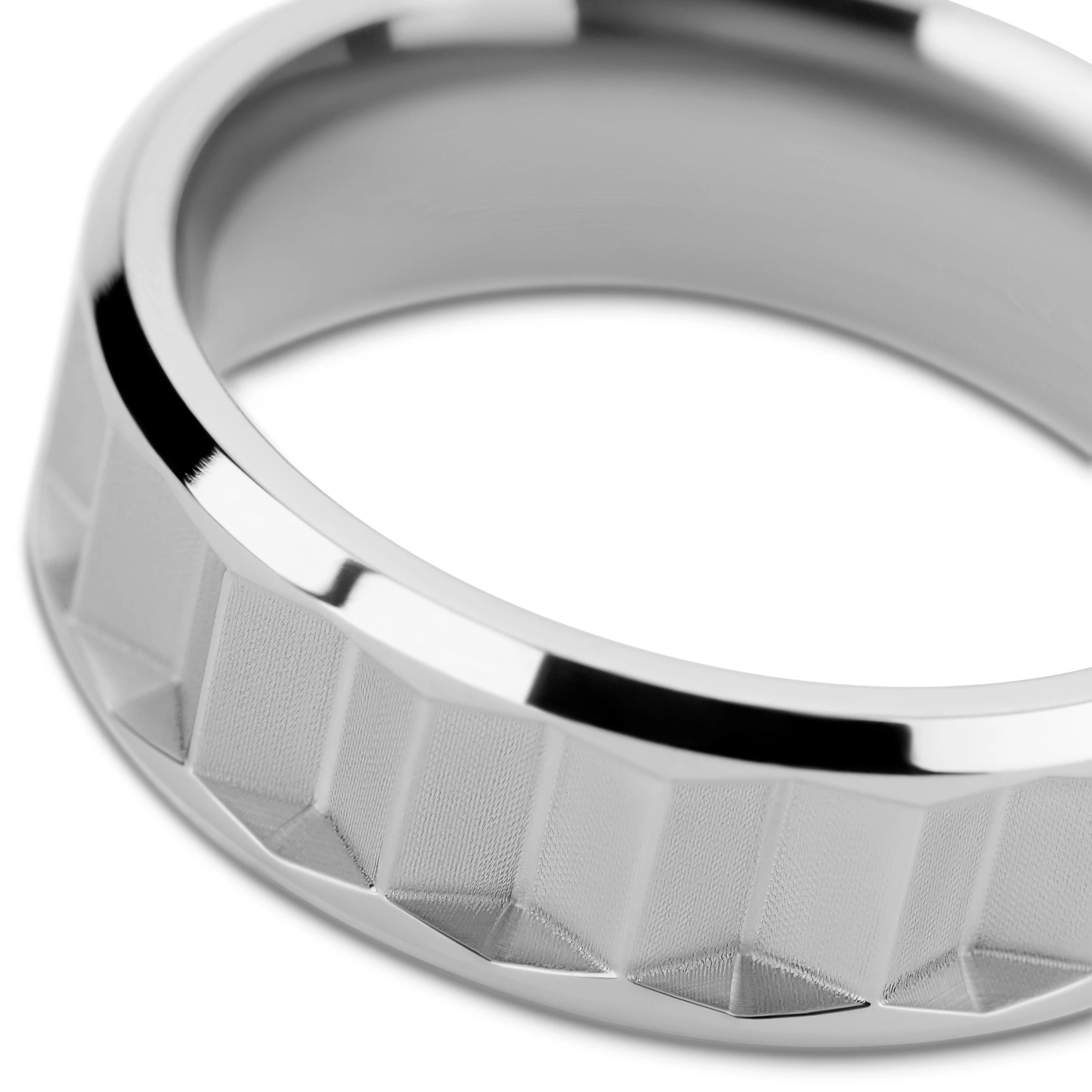 Hyperan | 1/3" (8 Mm) Silver-tone Titanium Prism Ring - Image 3