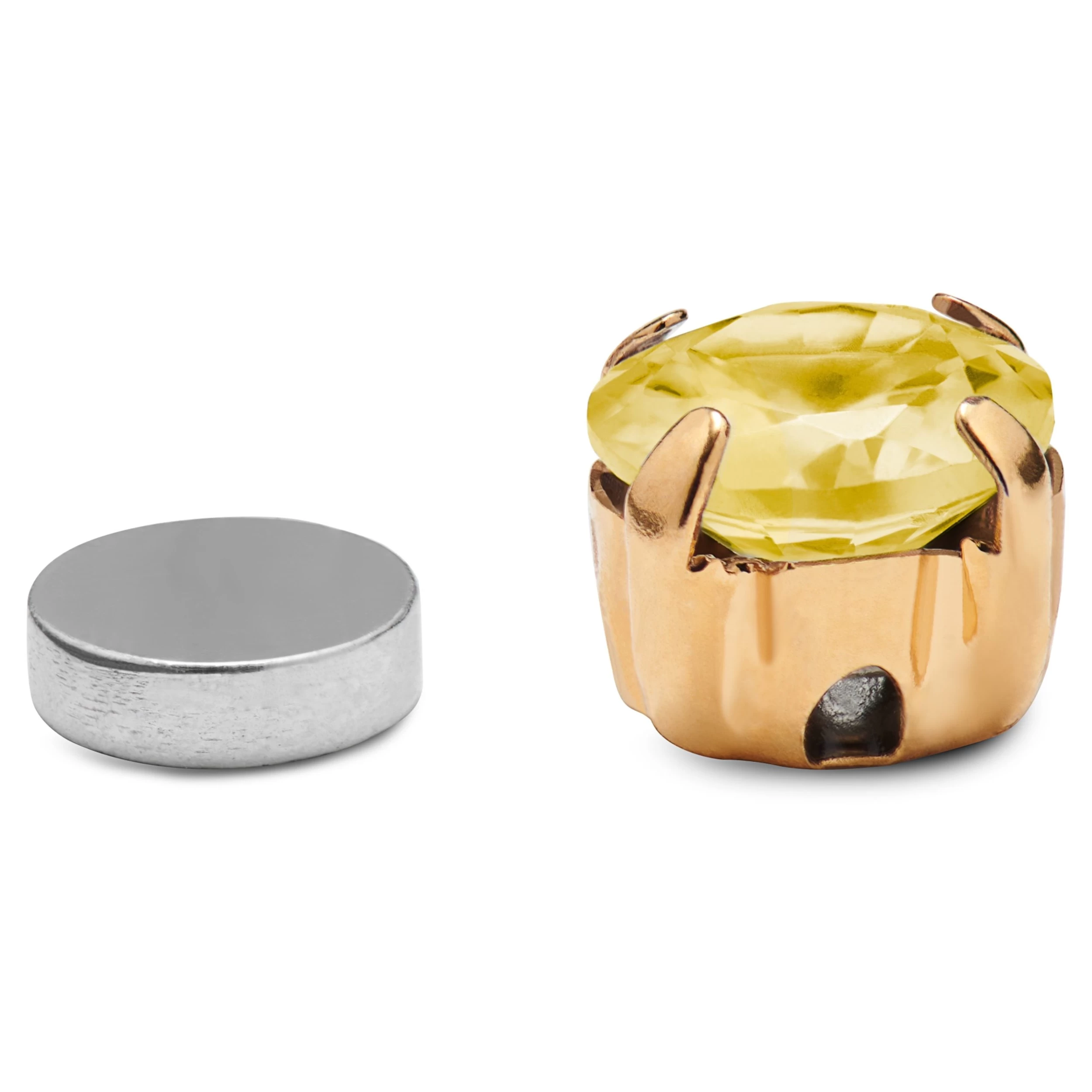 1/4" (6 Mm) Rose Gold-tone Yellow Crystal Magnetic Earring - Image 3