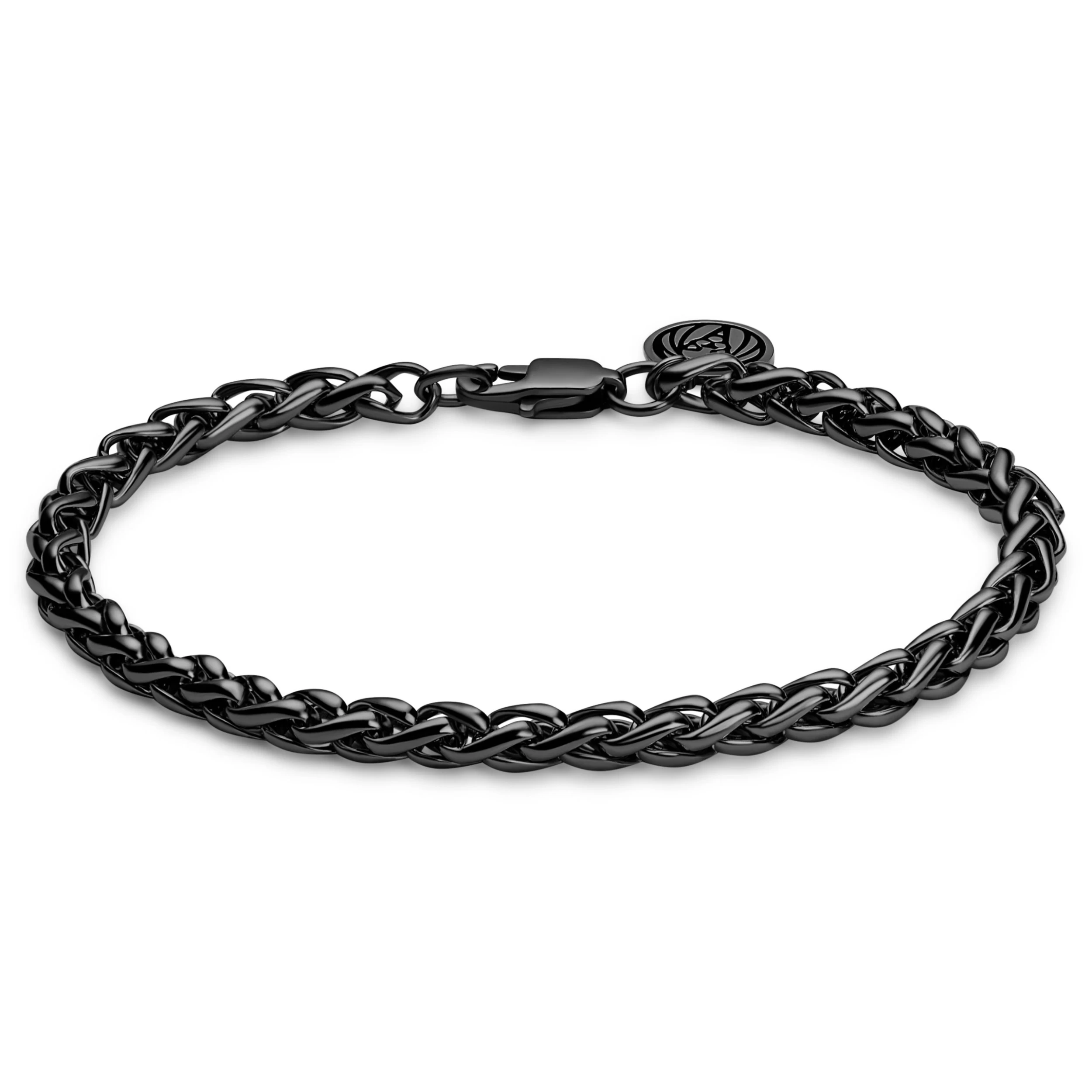 Essentials | 1/5" (5 Mm) Gunmetal Black Wheat Chain Bracelet