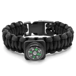 Black Paracord Compass Bracelet