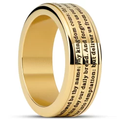 Enthumema | 1/3" (8 Mm) Gold-tone English Lord’s Prayer Fidget Ring