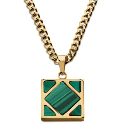 Cruz | Square Gold-Tone Green Agate Necklace
