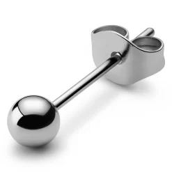 4 Mm Rhodium-Plated Sterling Silver Ball-Tipped Stud Earring