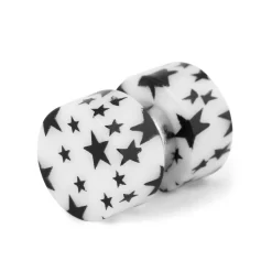 8 Mm Black & White Star Magnetic Earring