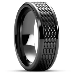Hyperan | 1/3" (8 Mm) Black Titanium Ring With Oval Pattern