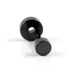 6 Mm Black Stainless Steel Circle Stud Earring