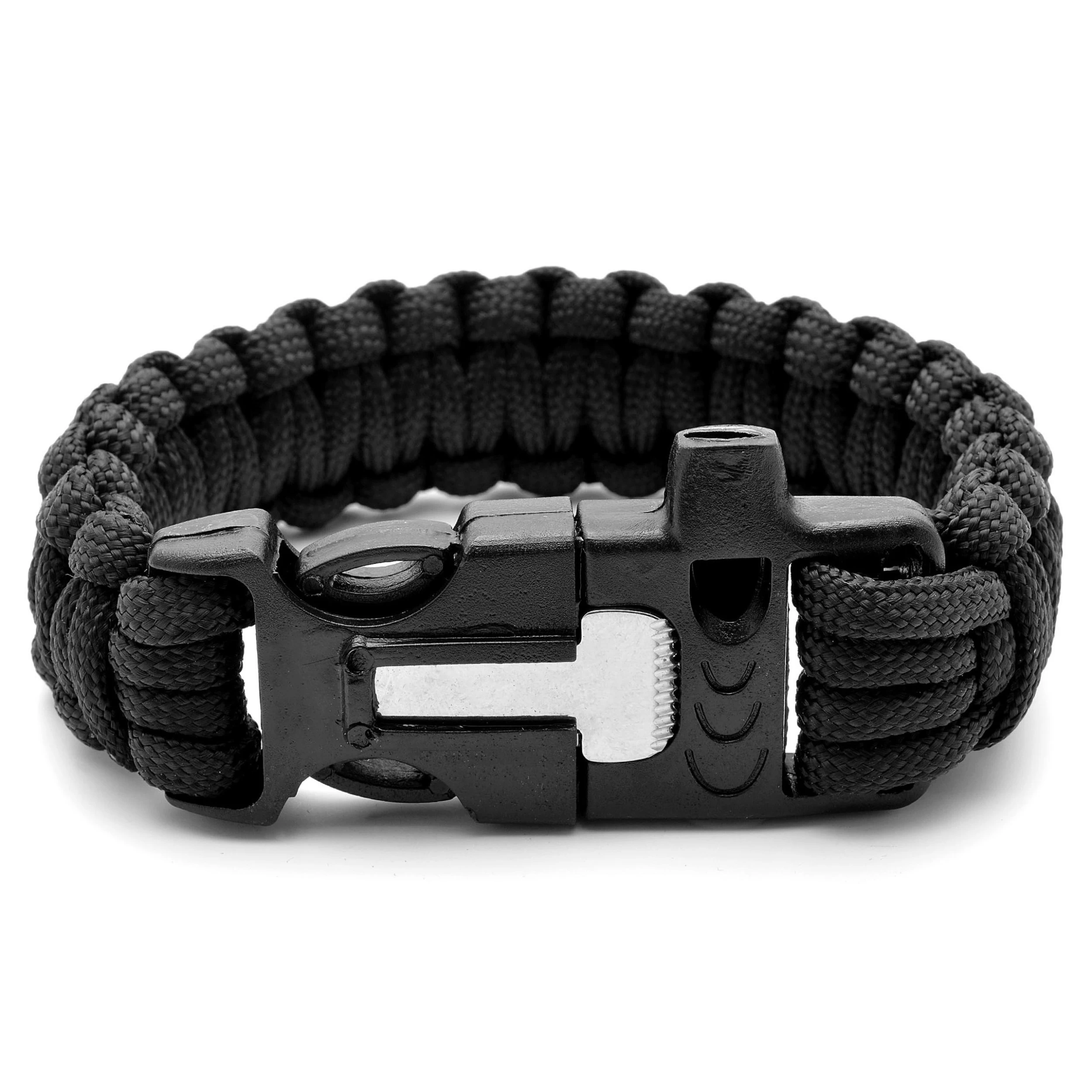Black Paracord Firestarter Bracelet - Image 2