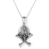 Silver-Tone Stainless Steel Skull & Bones Cable Chain Necklace