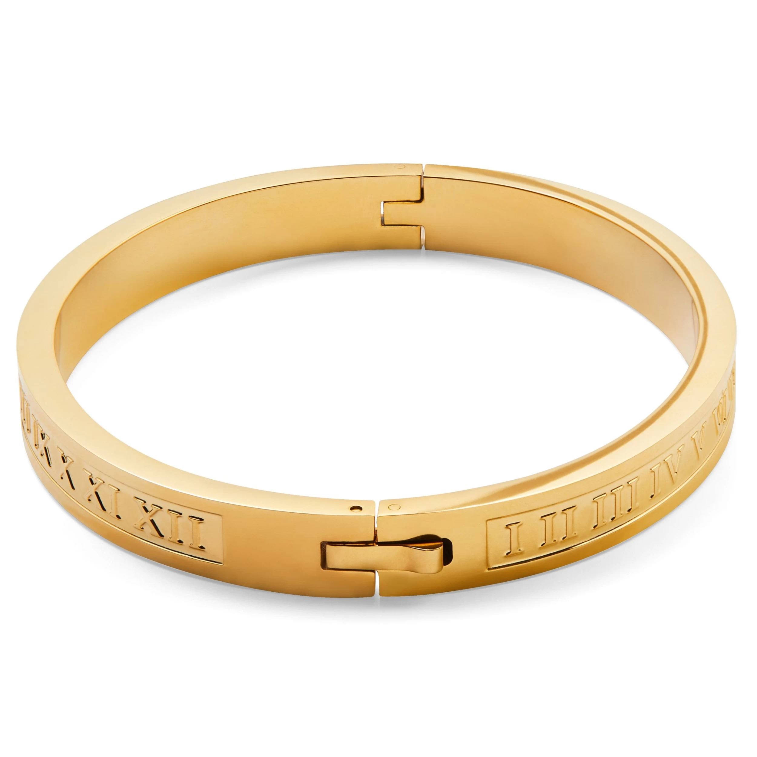 Arie | Gold-Tone Stainless Steel Numeral Bangle Bracelet - Image 2