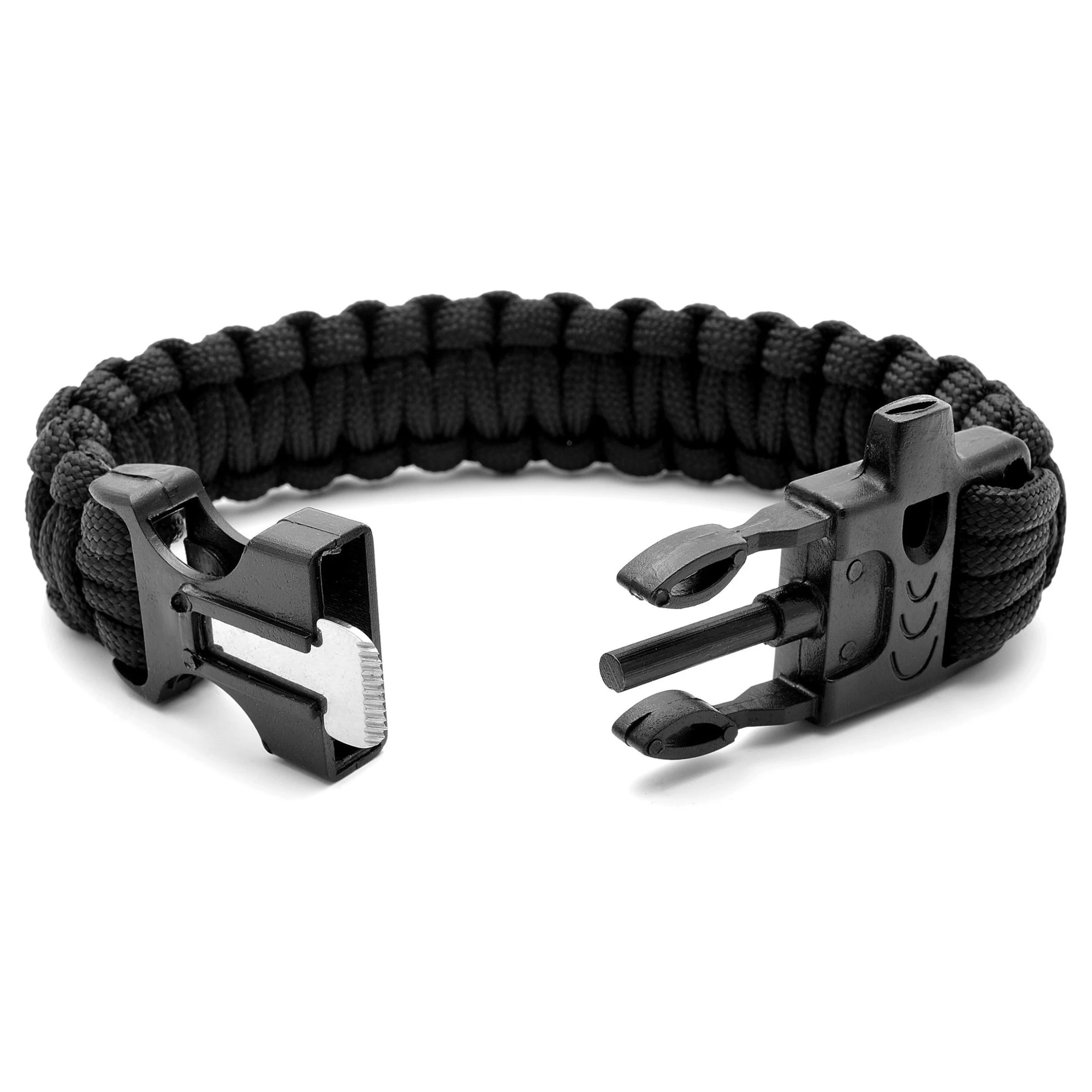 Black Paracord Firestarter Bracelet - Image 3