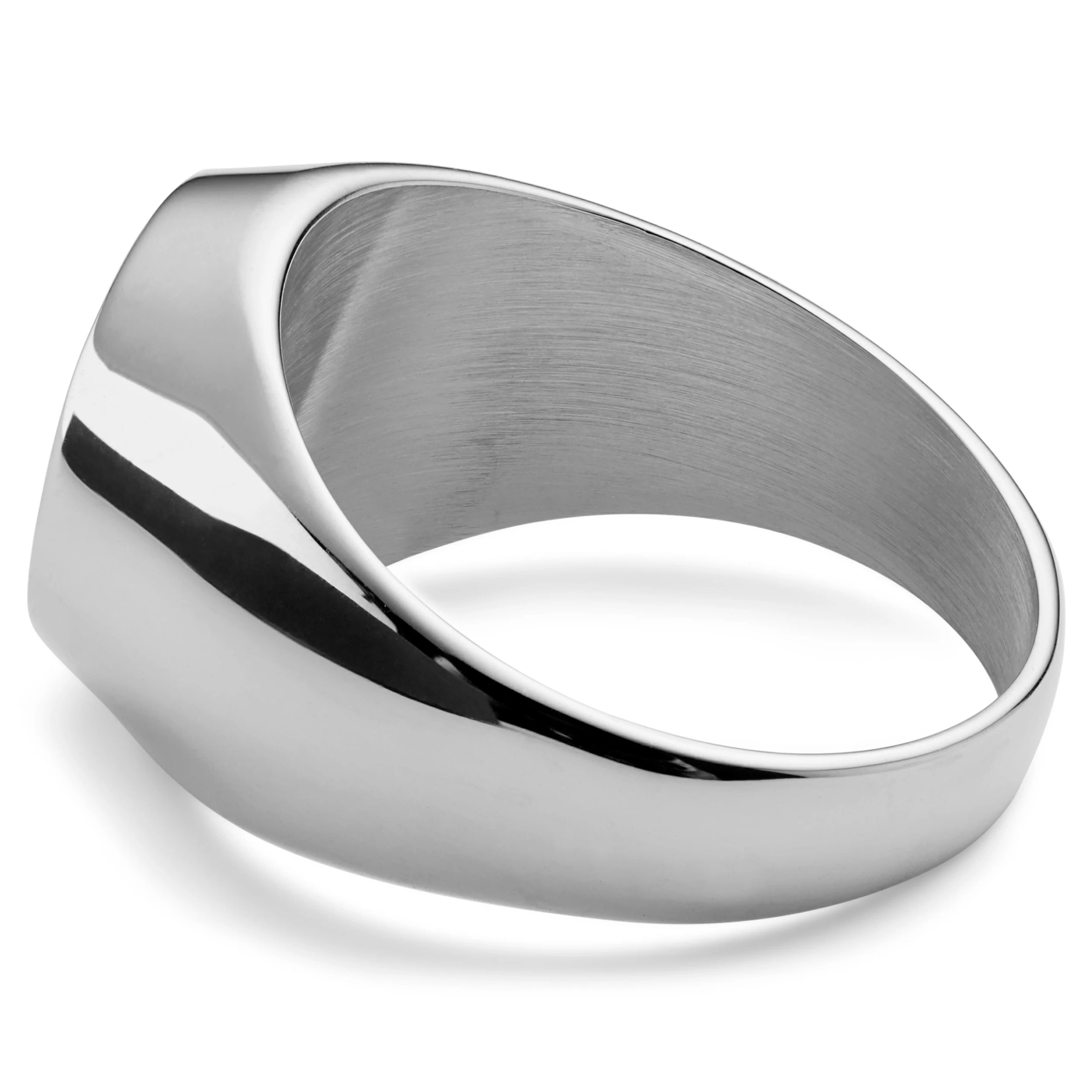 Gravel | Silver-Tone Stainless Steel With Round Black Onyx Signet Ring - Image 3