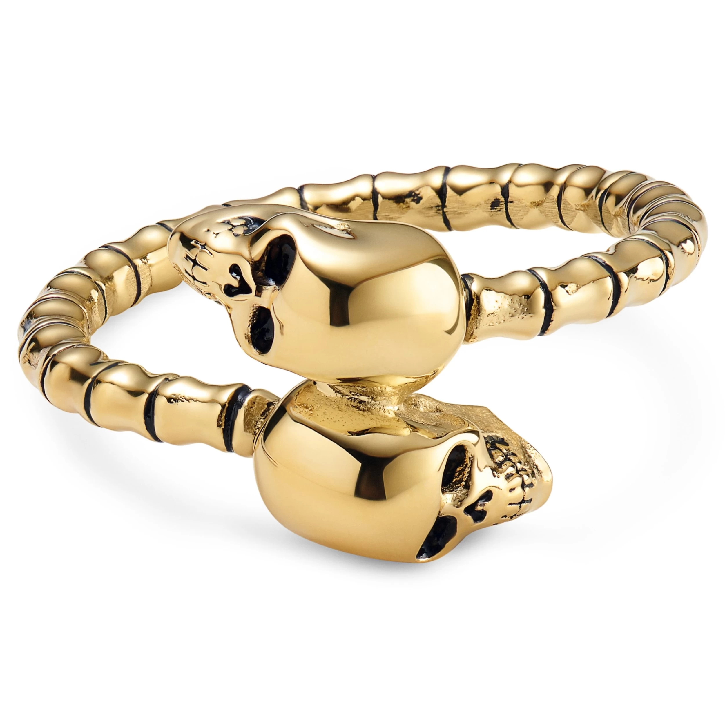 Aspero | Gold-tone Stainless Steel Skull Wrap Ring - Image 2