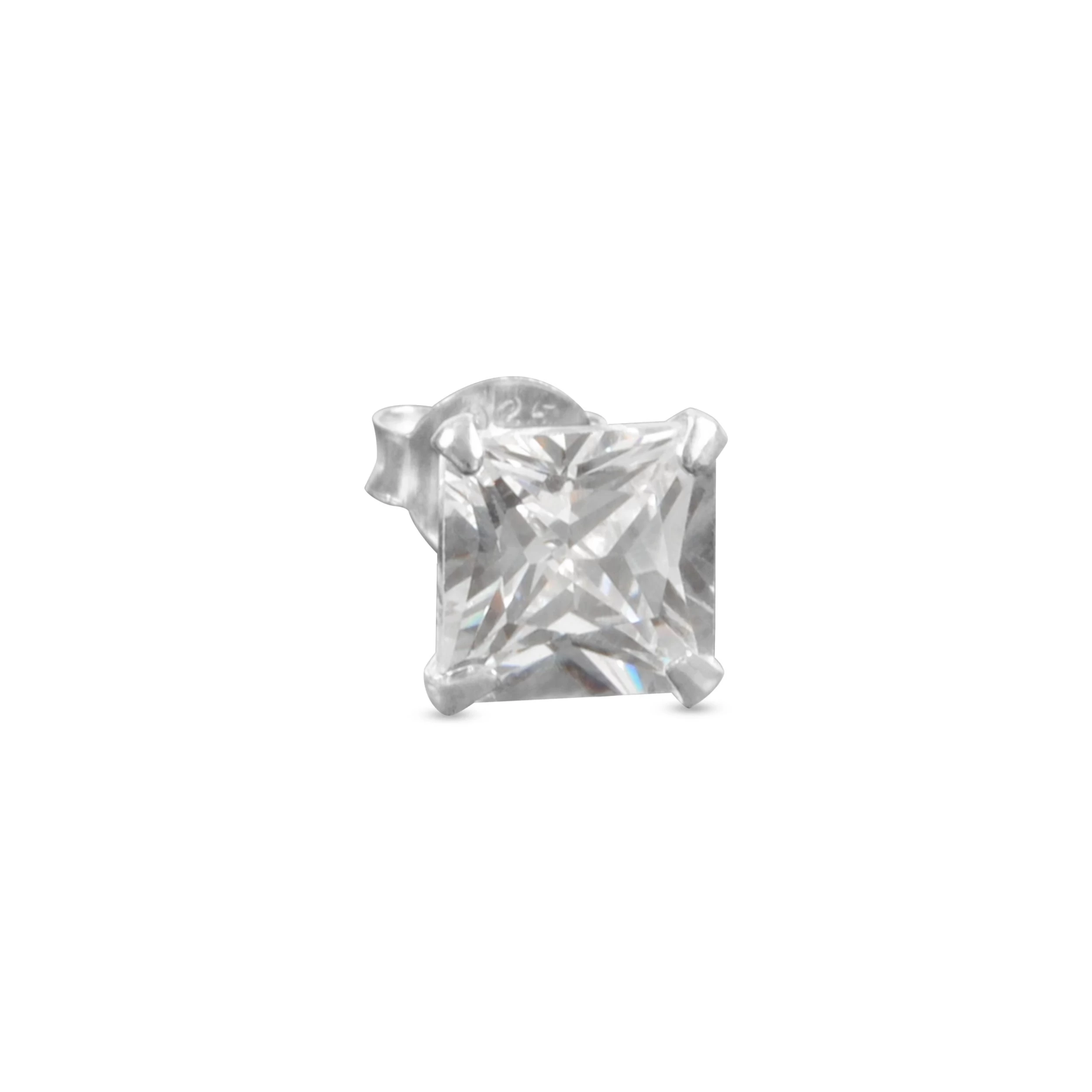 6 Mm Square Zirconia & 925 Sterling Silver Stud Earring - Image 6