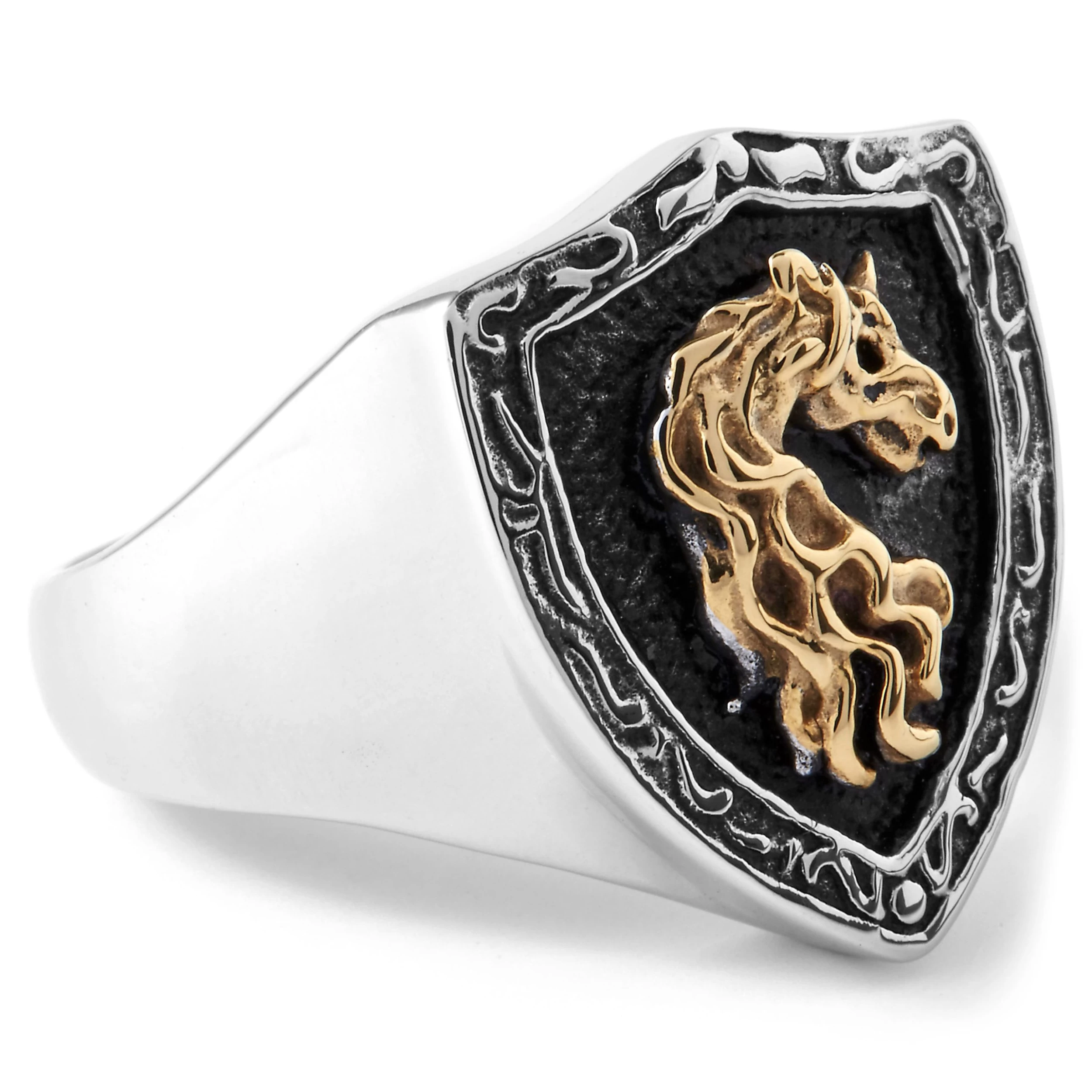 Silver-Tone & Black Stainless Steel With Gold-Tone Mare Seal Ring - Image 3