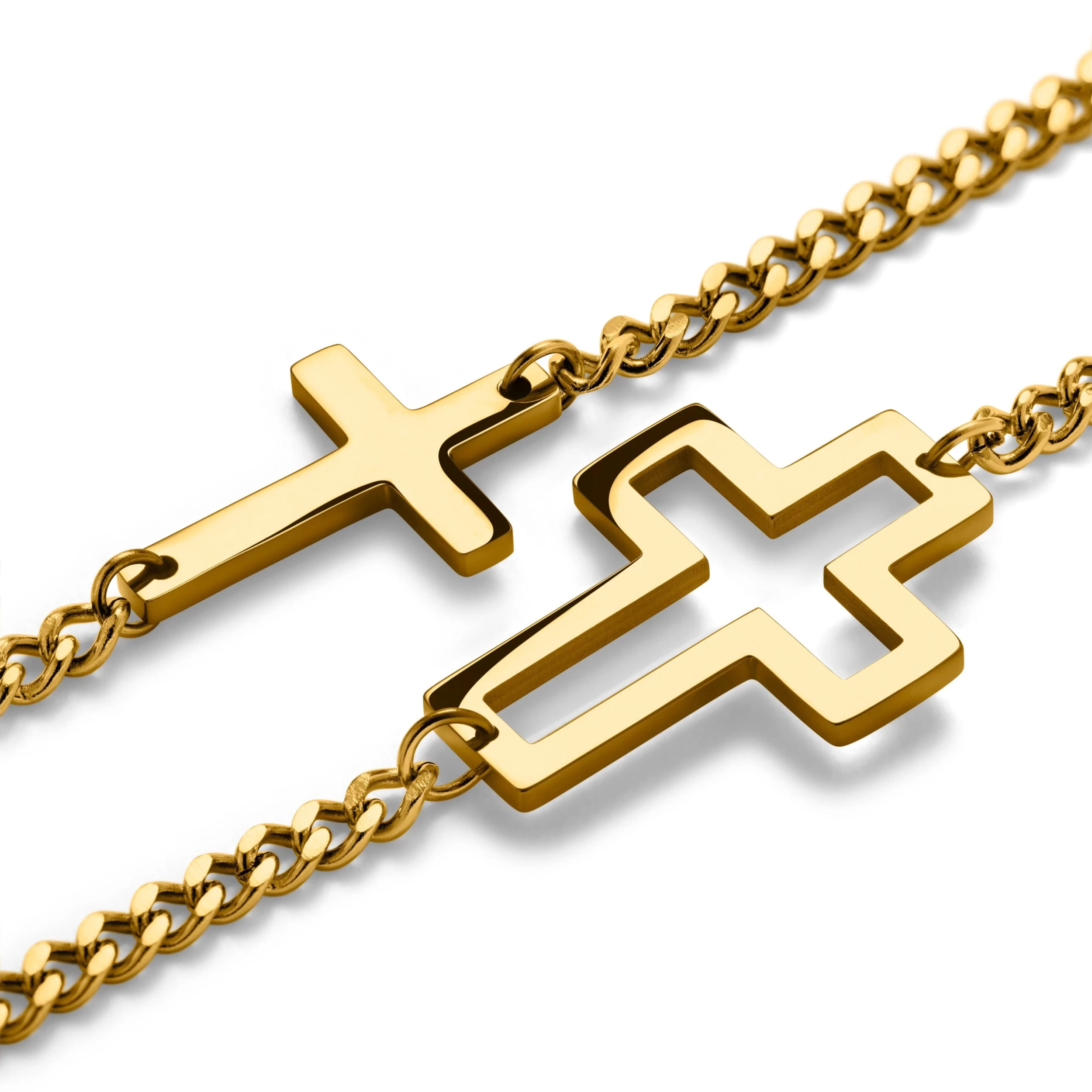 Unity | Gold-tone Double Chain Cross Bracelet - Image 4