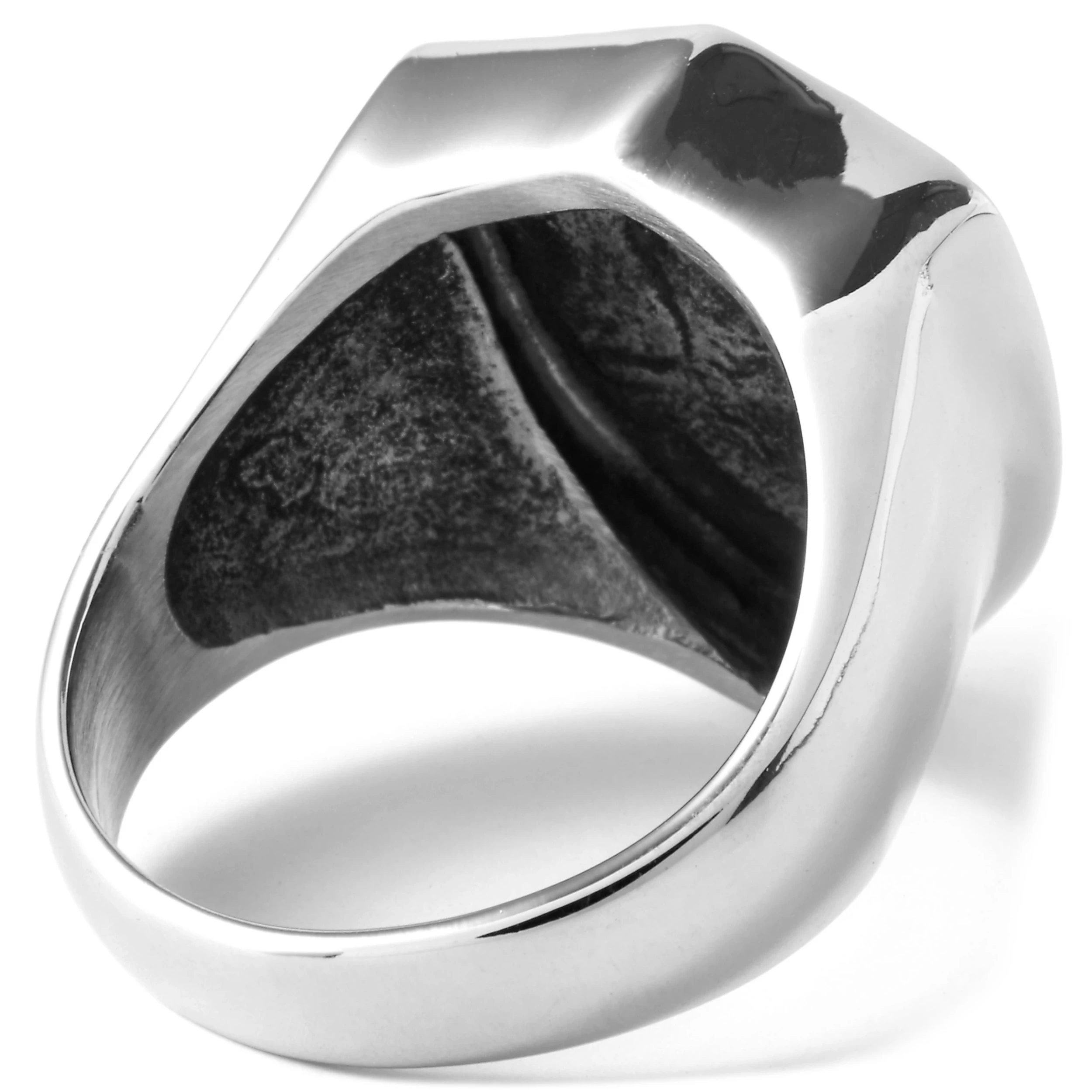 Silver-Tone & Black Stainless Steel With Gold-Tone Mare Seal Ring - Image 4