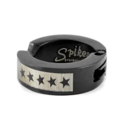 Sentio | Black Surgical Steel 5-Star Clip-On Hoop Earring