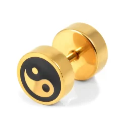Sentio | 8 Mm Gold-Tone Surgical Steel Yin Yang Stud Earring