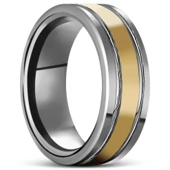 Terra | 1/3" (8 Mm) Silver-Tone & Gold-Tone Tungsten Carbide Ring