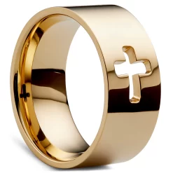 Gravel | 10 Mm Gold-Tone Cross Symbol Ring