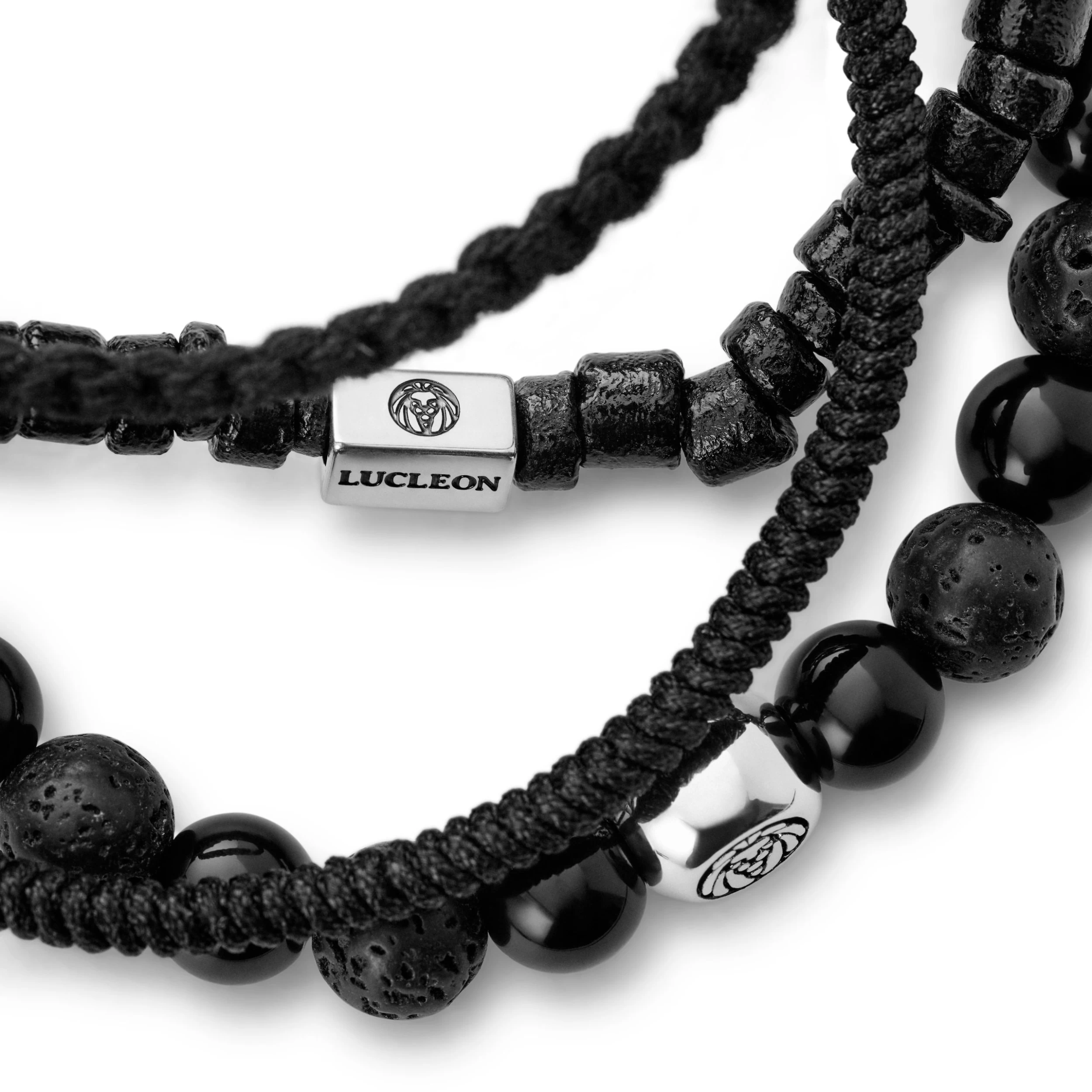 Lava Rock, Onyx, Coconut, And Sterling Silver Bracelet Set - Image 5