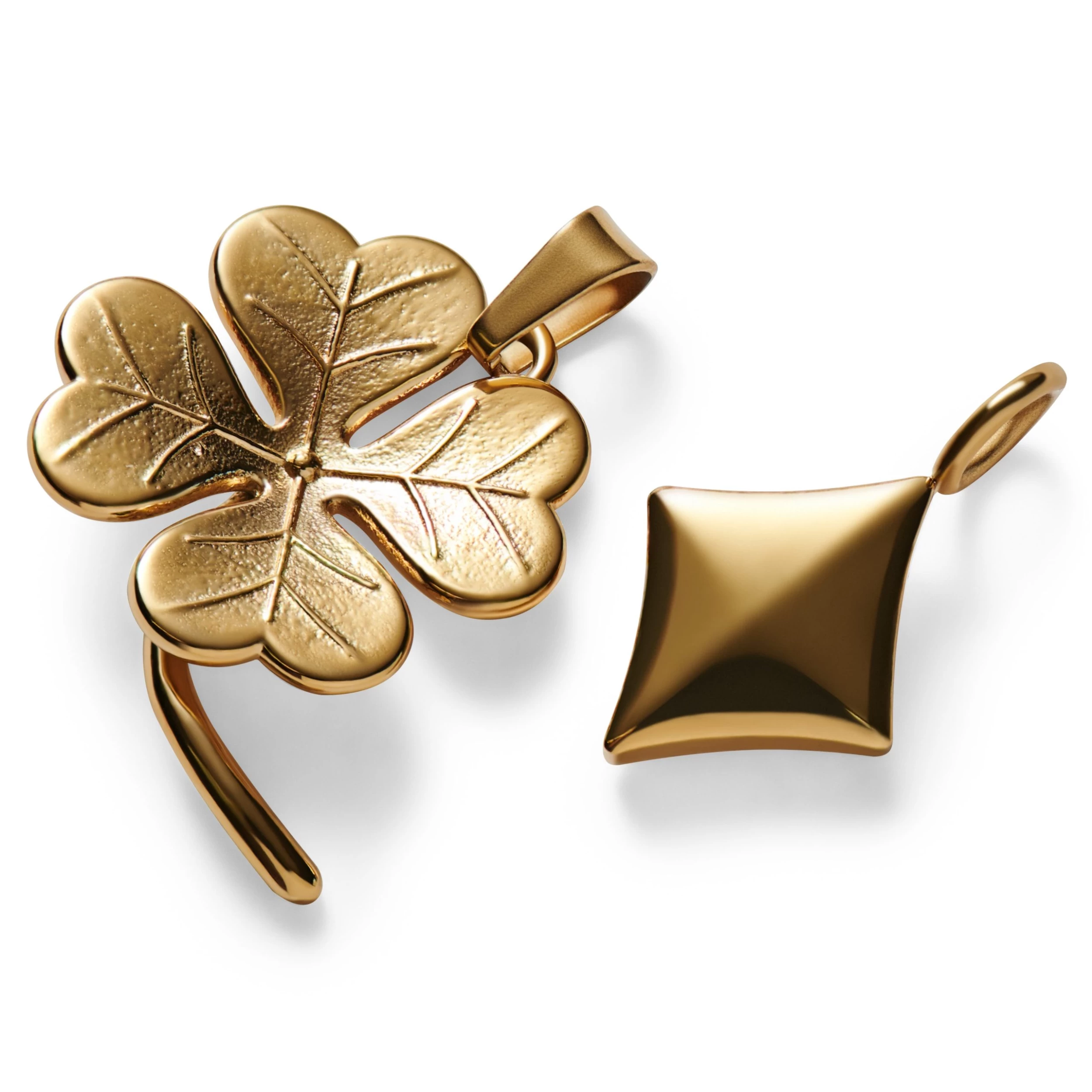 Ace | Gold-tone 4-leaf Clover & Diamond Pendant Set - Image 2