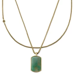 (Orisun) | Gold-Tone & Green Taiwanese Jade Necklace Layering Set