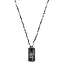 Black Stainless Steel Believe Dog Tag Cable Chain Necklace